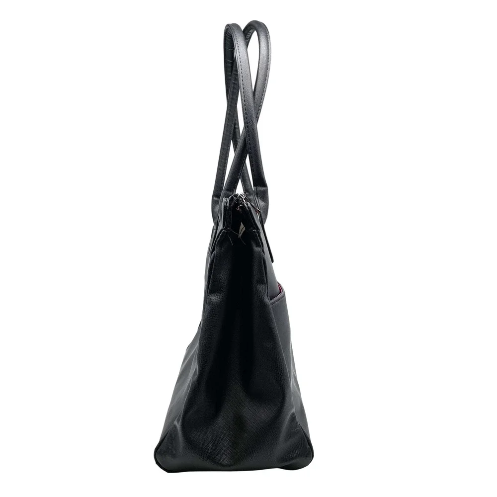 Mary Kay Black Faux Leather Floral Interior Travel‎ Tote Consultant Bag